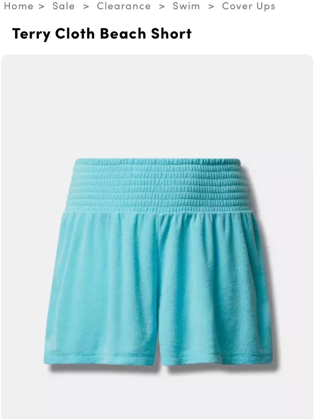 torrid Light Terry Cover-Up Shorts - Aqua Radiance size 1 14/16 NWT